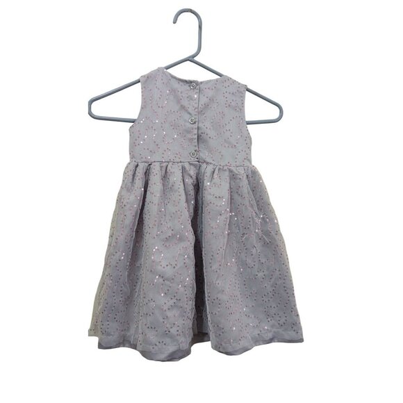 Penelope Mack Girls 4T silver purple Dress W/ Pink Sequins & Flower Accent Tulle - Picture 4 of 8